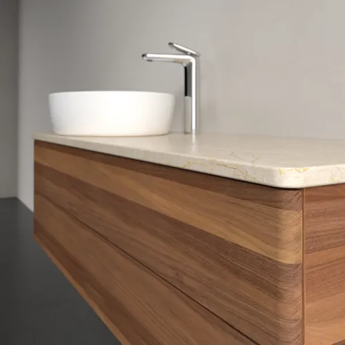 Obrázek VILLEROY BOCH Antao Vanity unit, with lighting, 2 pull-out compartments, 1200 x 360 x 500 mm, Front without structure, Warm Walnut / Botticino #L22053HM
