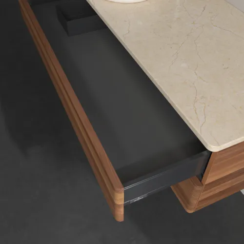 Obrázek VILLEROY BOCH Antao Vanity unit, with lighting, 2 pull-out compartments, 1200 x 360 x 500 mm, Front without structure, Warm Walnut / Botticino #L22053HM