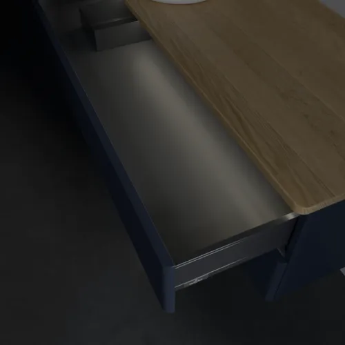 Bild von VILLEROY BOCH Antao Waschbeckenunterschrank, mit Beleuchtung, 2 Auszüge, 1200 x 360 x 500 mm, Front mit Struktur, Midnight Blue Matt Lacquer / Honey Oak #L22111HG
