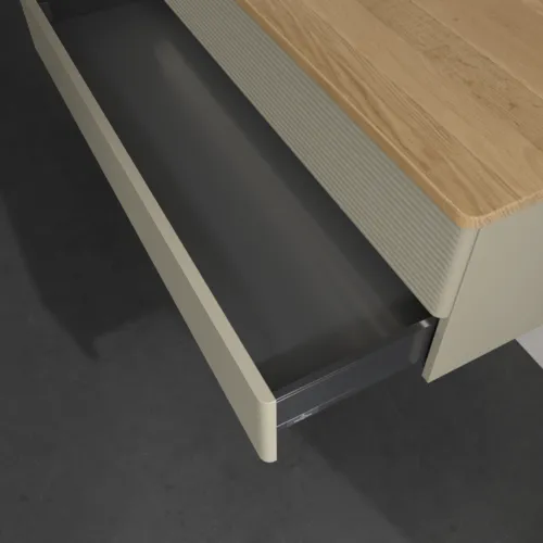 Bild von VILLEROY BOCH Antao Waschbeckenunterschrank, mit Beleuchtung, 2 Auszüge, 1200 x 360 x 500 mm, Front mit Struktur, Stone Grey Matt Lacquer / Honey Oak #L22111HK