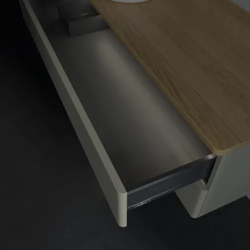 Bild von VILLEROY BOCH Antao Waschbeckenunterschrank, mit Beleuchtung, 2 Auszüge, 1200 x 360 x 500 mm, Front mit Struktur, Stone Grey Matt Lacquer / Honey Oak #L22111HK