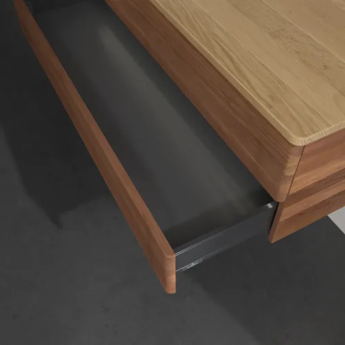 Bild von VILLEROY BOCH Antao Waschbeckenunterschrank, mit Beleuchtung, 2 Auszüge, 1200 x 360 x 500 mm, Front mit Struktur, Warm Walnut / Honey Oak #L22151HM