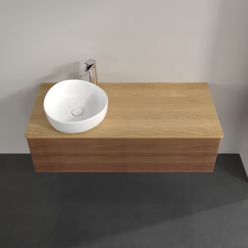 Bild von VILLEROY BOCH Antao Waschbeckenunterschrank, mit Beleuchtung, 2 Auszüge, 1200 x 360 x 500 mm, Front mit Struktur, Warm Walnut / Honey Oak #L22151HM