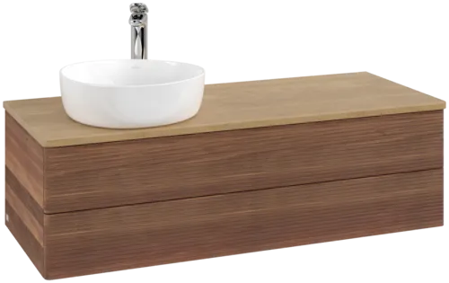 Bild von VILLEROY BOCH Antao Waschbeckenunterschrank, mit Beleuchtung, 2 Auszüge, 1200 x 360 x 500 mm, Front mit Struktur, Warm Walnut / Honey Oak #L22151HM