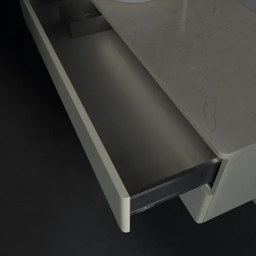 Picture of VILLEROY BOCH Antao Vanity unit, with lighting, 2 pull-out compartments, 1200 x 360 x 500 mm, Front with grain texture, Silk Grey Matt Lacquer / Botticino #L22153HJ