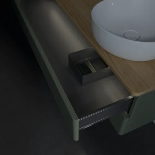 Bild von VILLEROY BOCH Antao Waschbeckenunterschrank, mit Beleuchtung, 2 Auszüge, 1200 x 360 x 500 mm, Front ohne Struktur, Leaf Green Matt Lacquer / Honey Oak #L23011HL