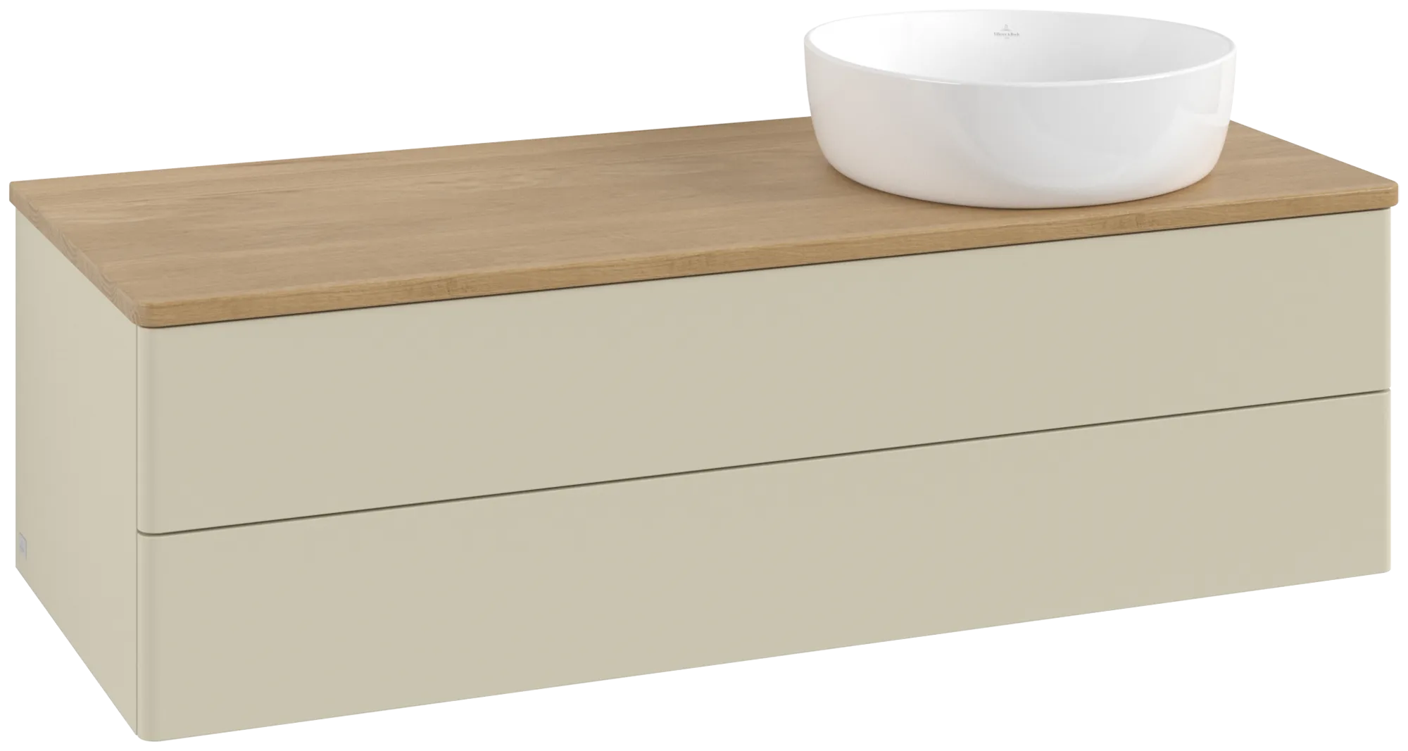 Bild von VILLEROY BOCH Antao Waschbeckenunterschrank, mit Beleuchtung, 2 Auszüge, 1200 x 360 x 500 mm, Front ohne Struktur, Silk Grey Matt Lacquer / Honey Oak #L23011HJ