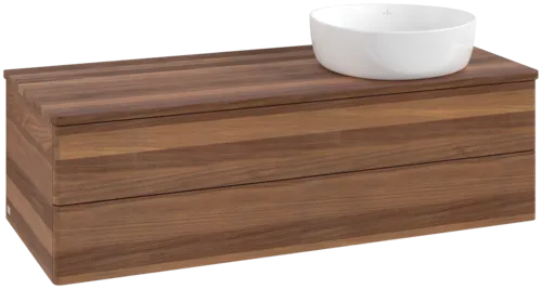 Bild von VILLEROY BOCH Antao Waschbeckenunterschrank, mit Beleuchtung, 2 Auszüge, 1200 x 360 x 500 mm, Front ohne Struktur, Warm Walnut / Warm Walnut #L23012HM