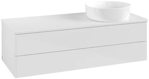 Bild von VILLEROY BOCH Antao Waschbeckenunterschrank, mit Beleuchtung, 2 Auszüge, 1200 x 360 x 500 mm, Front ohne Struktur, Glossy White Lacquer / Glossy White Lacquer #L23050GF