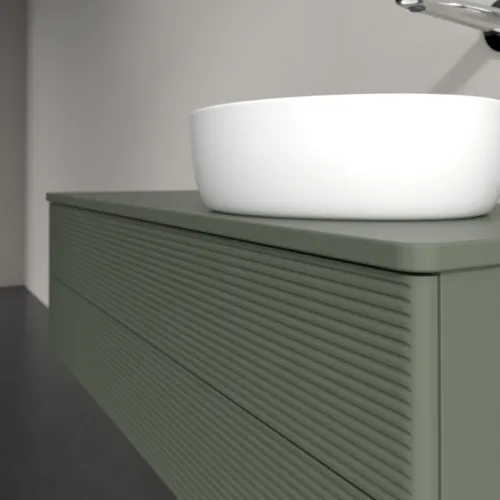 Bild von VILLEROY BOCH Antao Waschbeckenunterschrank, mit Beleuchtung, 2 Auszüge, 1200 x 360 x 500 mm, Front mit Struktur, Leaf Green Matt Lacquer / Leaf Green Matt Lacquer #L23110HL