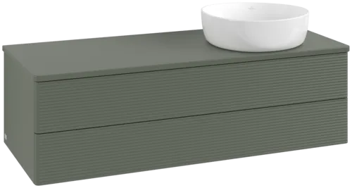 Bild von VILLEROY BOCH Antao Waschbeckenunterschrank, mit Beleuchtung, 2 Auszüge, 1200 x 360 x 500 mm, Front mit Struktur, Leaf Green Matt Lacquer / Leaf Green Matt Lacquer #L23110HL