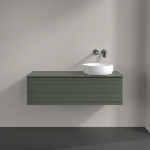 Bild von VILLEROY BOCH Antao Waschbeckenunterschrank, mit Beleuchtung, 2 Auszüge, 1200 x 360 x 500 mm, Front mit Struktur, Leaf Green Matt Lacquer / Leaf Green Matt Lacquer #L23110HL