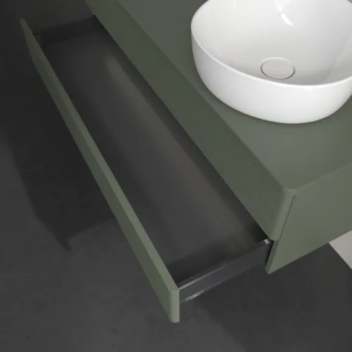 Bild von VILLEROY BOCH Antao Waschbeckenunterschrank, mit Beleuchtung, 2 Auszüge, 1200 x 360 x 500 mm, Front mit Struktur, Leaf Green Matt Lacquer / Leaf Green Matt Lacquer #L23110HL