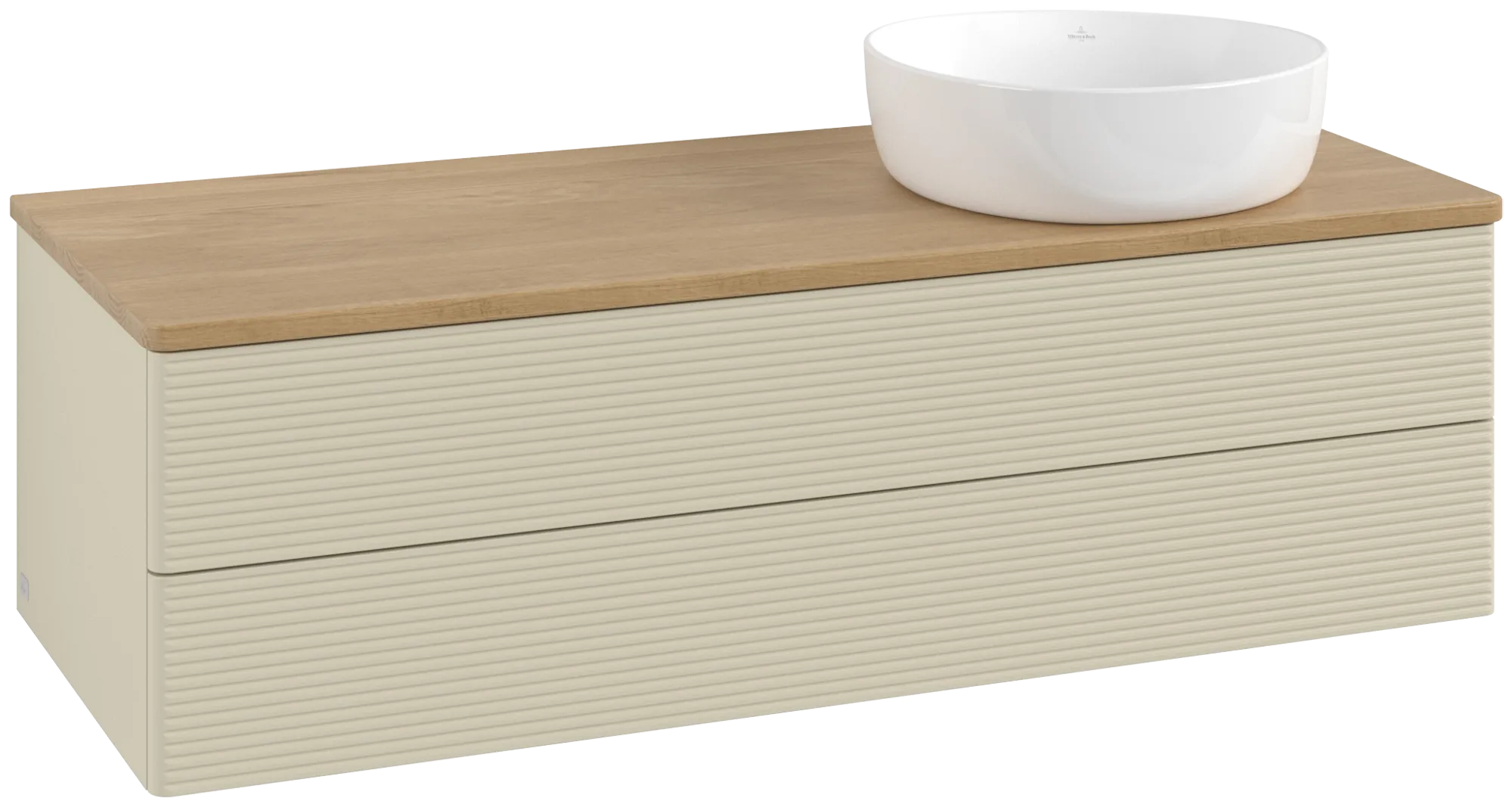 Obrázek VILLEROY BOCH Antao Vanity unit, with lighting, 2 pull-out compartments, 1200 x 360 x 500 mm, Front with grain texture, Silk Grey Matt Lacquer / Honey Oak #L23111HJ
