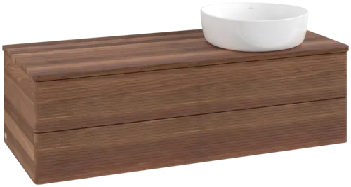 Bild von VILLEROY BOCH Antao Waschbeckenunterschrank, mit Beleuchtung, 2 Auszüge, 1200 x 360 x 500 mm, Front mit Struktur, Warm Walnut / Warm Walnut #L23112HM