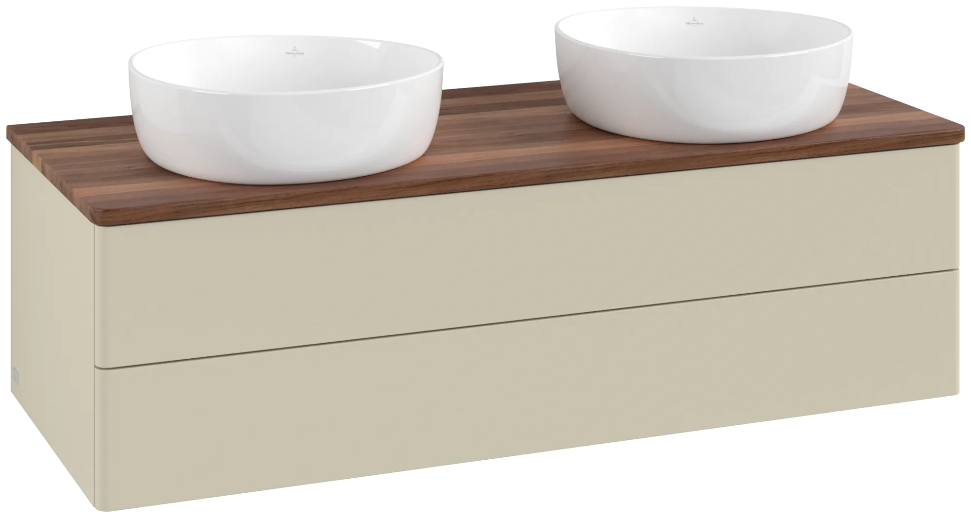 Bild von VILLEROY BOCH Antao Waschbeckenunterschrank, mit Beleuchtung, 2 Auszüge, 1200 x 360 x 500 mm, Front ohne Struktur, Silk Grey Matt Lacquer / Warm Walnut #L24012HJ