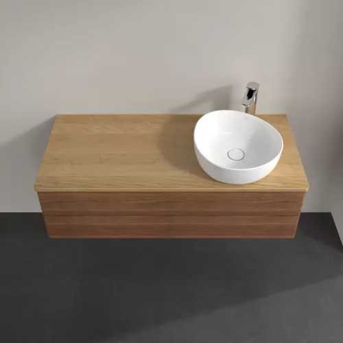 Bild von VILLEROY BOCH Antao Waschbeckenunterschrank, mit Beleuchtung, 2 Auszüge, 1200 x 360 x 500 mm, Front mit Struktur, Warm Walnut / Honey Oak #L23151HM