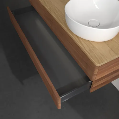 Bild von VILLEROY BOCH Antao Waschbeckenunterschrank, mit Beleuchtung, 2 Auszüge, 1200 x 360 x 500 mm, Front mit Struktur, Warm Walnut / Honey Oak #L23151HM
