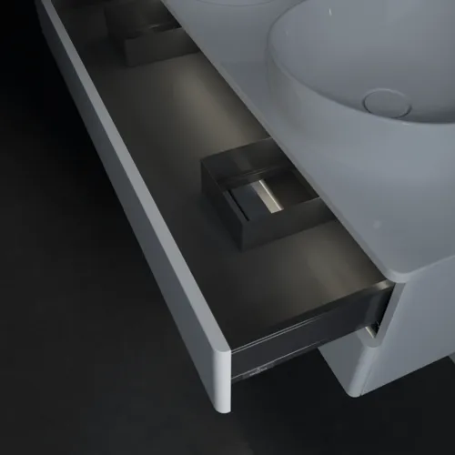 Picture of VILLEROY BOCH Antao Vanity unit, with lighting, 2 pull-out compartments, 1200 x 360 x 500 mm, Front without structure, Glossy White Lacquer / Glossy White Lacquer #L24050GF