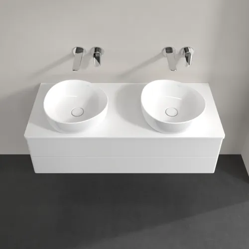 Picture of VILLEROY BOCH Antao Vanity unit, with lighting, 2 pull-out compartments, 1200 x 360 x 500 mm, Front without structure, Glossy White Lacquer / Glossy White Lacquer #L24050GF