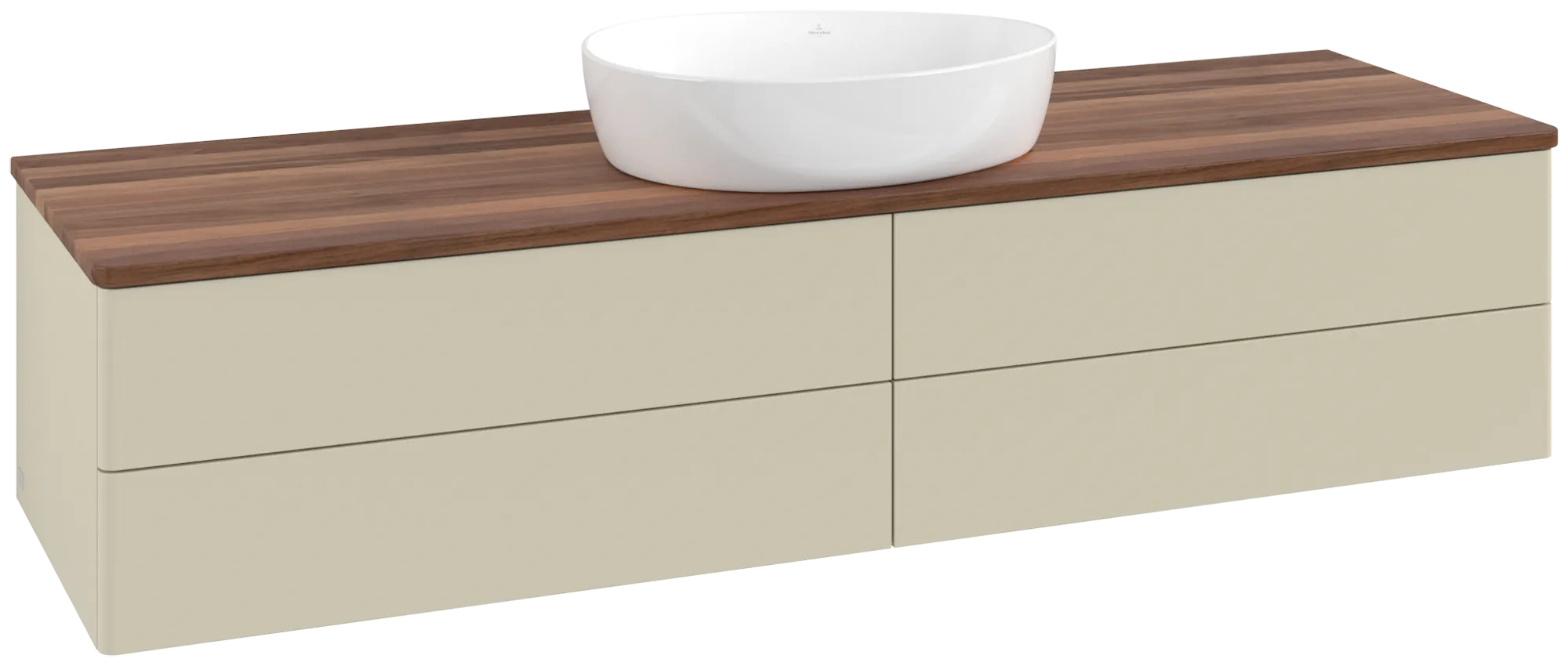 Bild von VILLEROY BOCH Antao Waschbeckenunterschrank, mit Beleuchtung, 4 Auszüge, 1600 x 360 x 500 mm, Front ohne Struktur, Silk Grey Matt Lacquer / Warm Walnut #L25012HJ