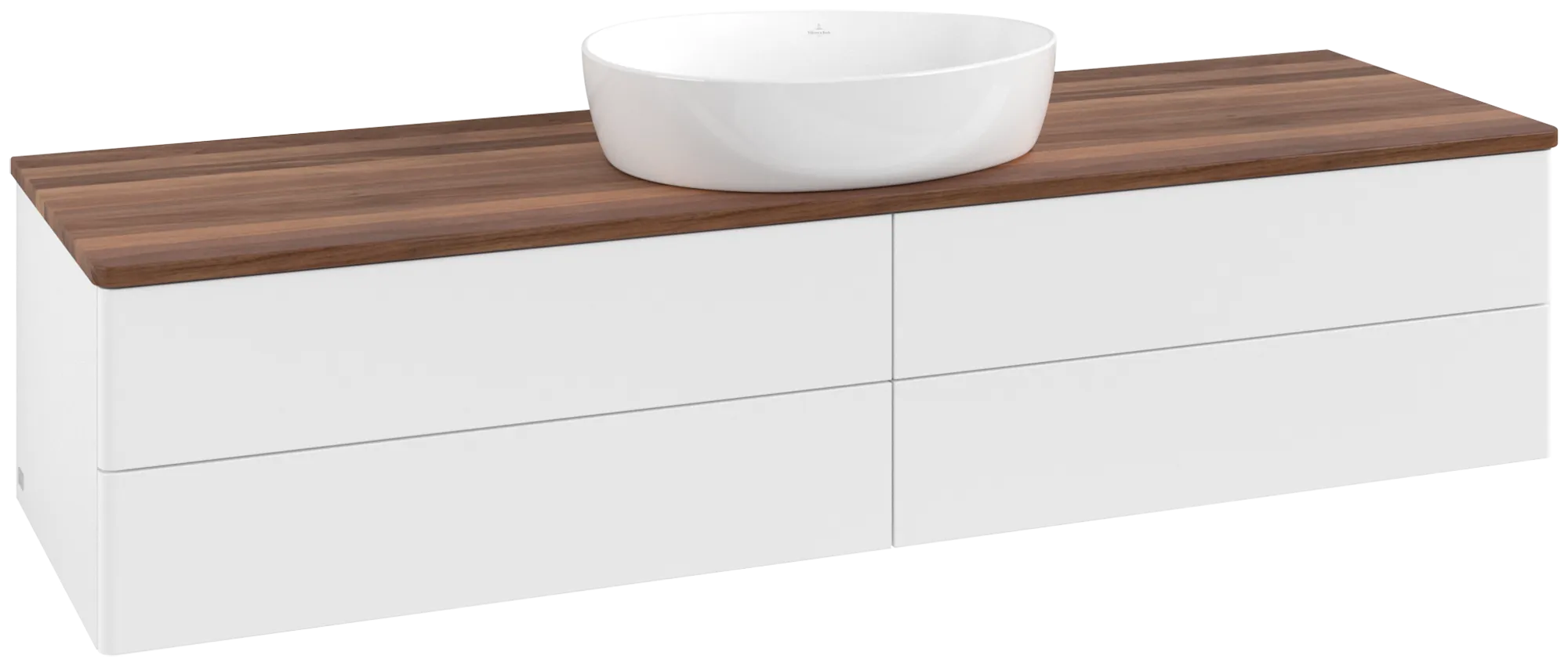 Bild von VILLEROY BOCH Antao Waschbeckenunterschrank, mit Beleuchtung, 4 Auszüge, 1600 x 360 x 500 mm, Front ohne Struktur, White Matt Lacquer / Warm Walnut #L25012MT