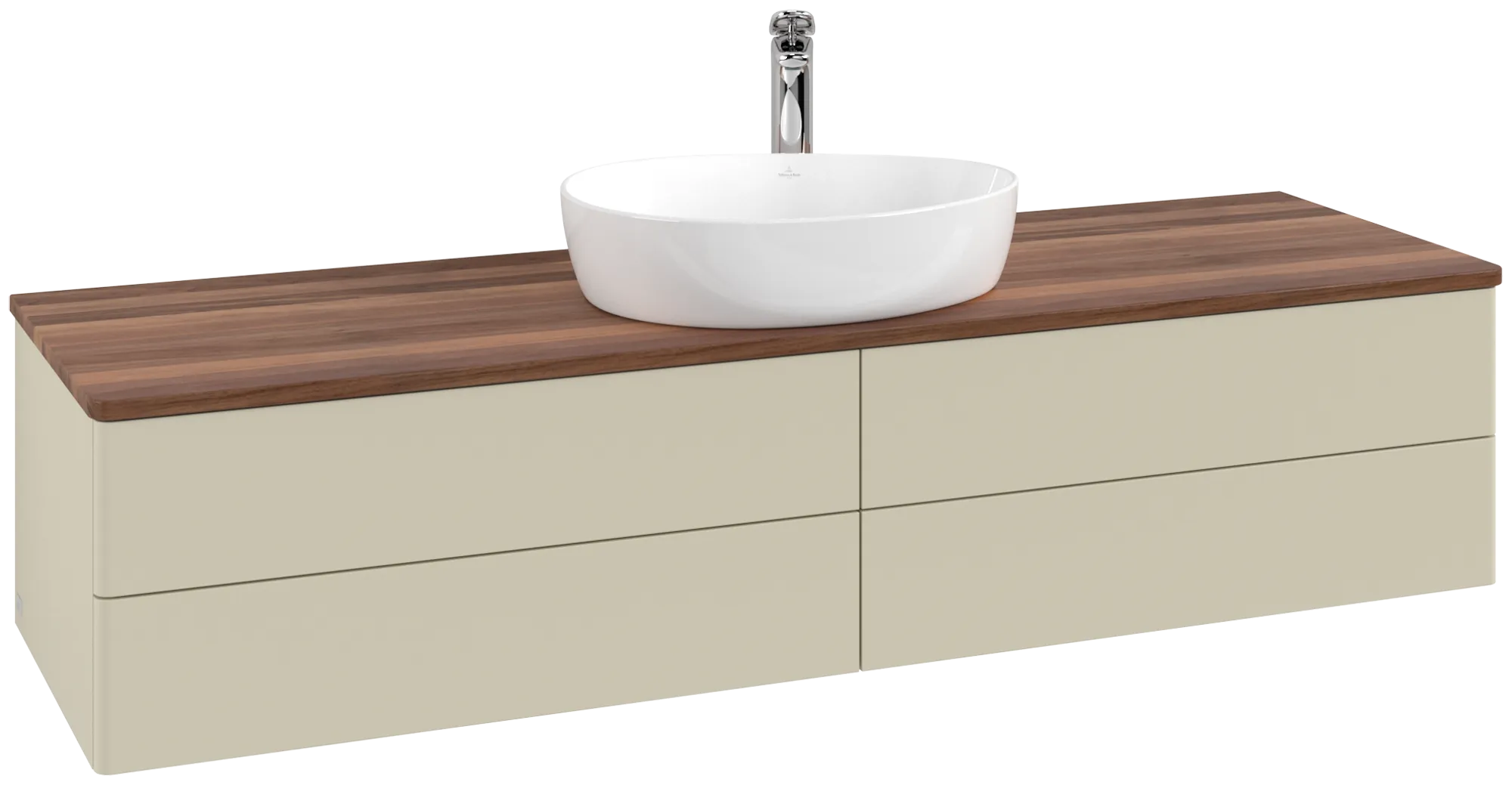 Bild von VILLEROY BOCH Antao Waschbeckenunterschrank, mit Beleuchtung, 4 Auszüge, 1600 x 360 x 500 mm, Front ohne Struktur, Silk Grey Matt Lacquer / Warm Walnut #L25052HJ