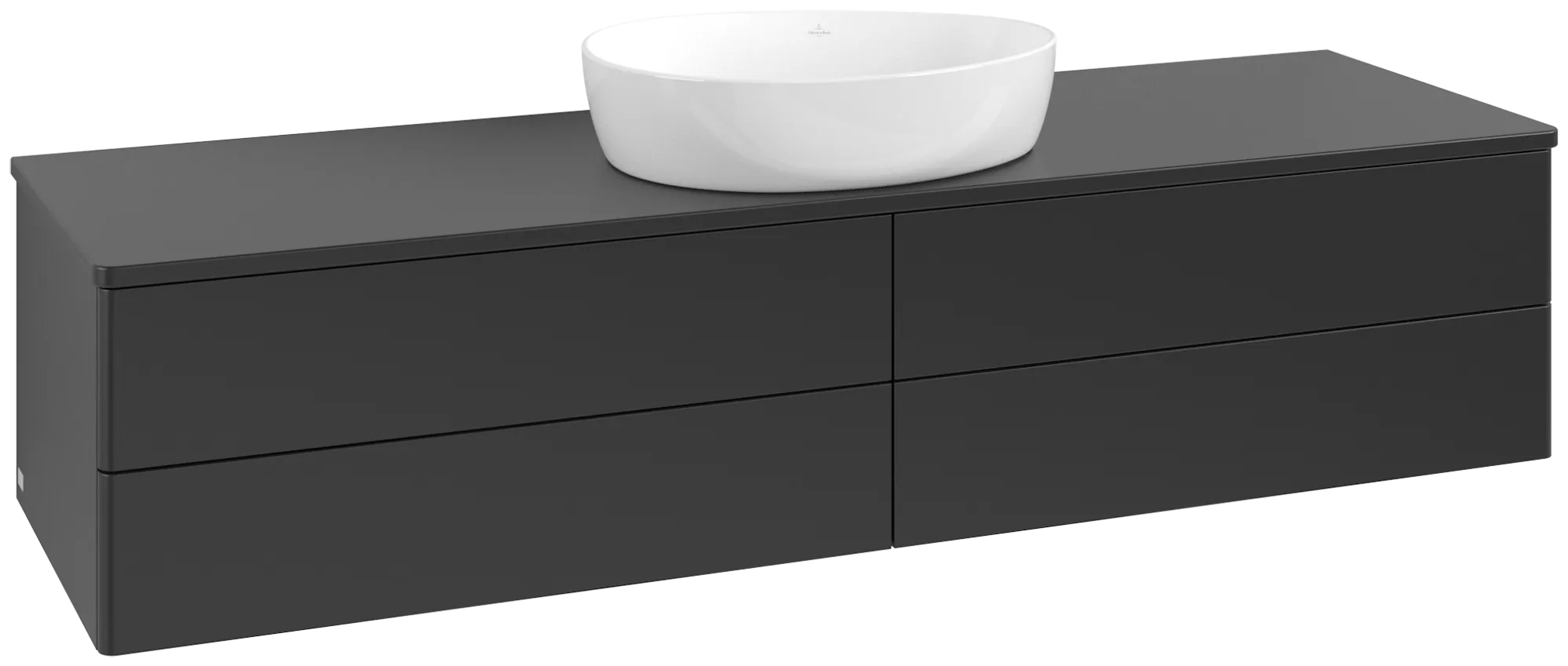 Bild von VILLEROY BOCH Antao Waschbeckenunterschrank, mit Beleuchtung, 4 Auszüge, 1600 x 360 x 500 mm, Front ohne Struktur, Black Matt Lacquer / Black Matt Lacquer #L25050PD