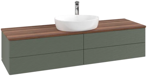 Bild von VILLEROY BOCH Antao Waschbeckenunterschrank, mit Beleuchtung, 4 Auszüge, 1600 x 360 x 500 mm, Front mit Struktur, Leaf Green Matt Lacquer / Warm Walnut #L25152HL