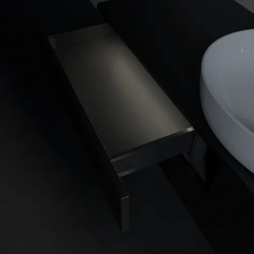 Bild von VILLEROY BOCH Antao Waschbeckenunterschrank, mit Beleuchtung, 4 Auszüge, 1600 x 360 x 500 mm, Front mit Struktur, Black Matt Lacquer / Black Matt Lacquer #L25110PD