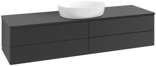 Bild von VILLEROY BOCH Antao Waschbeckenunterschrank, mit Beleuchtung, 4 Auszüge, 1600 x 360 x 500 mm, Front mit Struktur, Black Matt Lacquer / Black Matt Lacquer #L25110PD