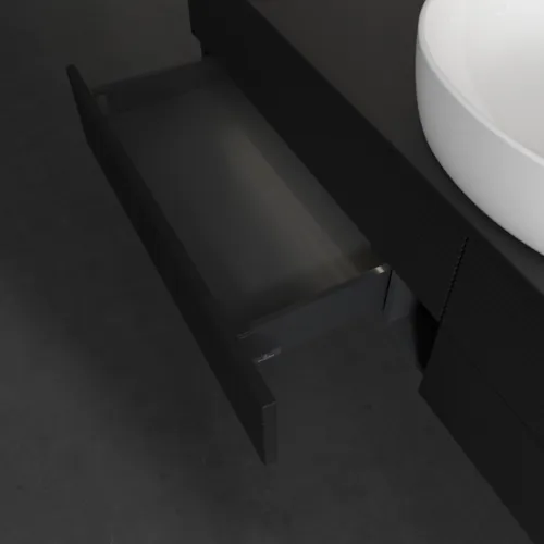 Bild von VILLEROY BOCH Antao Waschbeckenunterschrank, mit Beleuchtung, 4 Auszüge, 1600 x 360 x 500 mm, Front mit Struktur, Black Matt Lacquer / Black Matt Lacquer #L25110PD