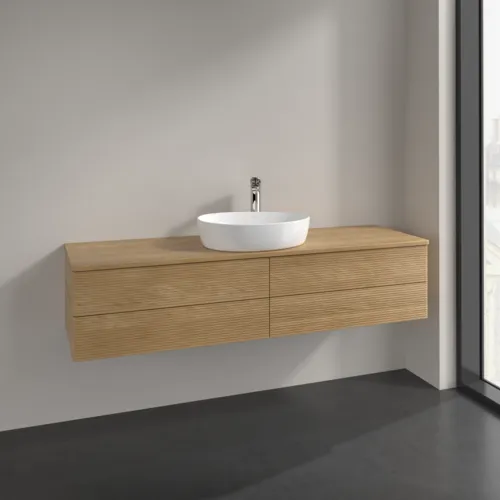 Bild von VILLEROY BOCH Antao Waschbeckenunterschrank, mit Beleuchtung, 4 Auszüge, 1600 x 360 x 500 mm, Front mit Struktur, Honey Oak / Honey Oak #L25151HN