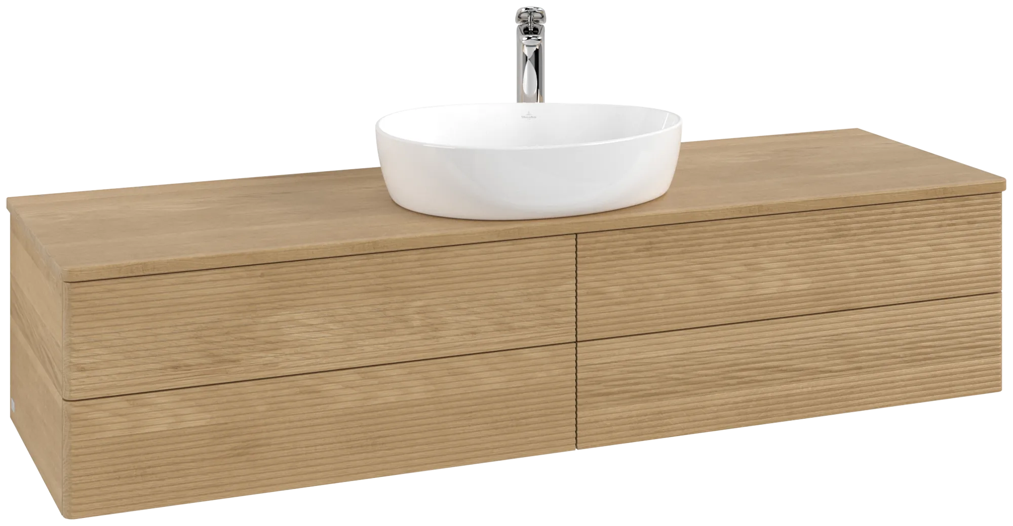 Bild von VILLEROY BOCH Antao Waschbeckenunterschrank, mit Beleuchtung, 4 Auszüge, 1600 x 360 x 500 mm, Front mit Struktur, Honey Oak / Honey Oak #L25151HN