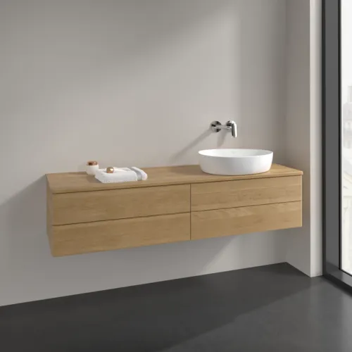 Bild von VILLEROY BOCH Antao Waschbeckenunterschrank, mit Beleuchtung, 4 Auszüge, 1600 x 360 x 500 mm, Front ohne Struktur, Honey Oak / Honey Oak #L27011HN