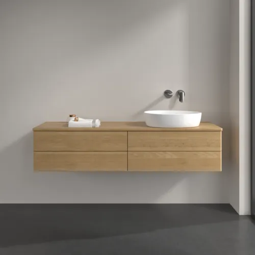 Bild von VILLEROY BOCH Antao Waschbeckenunterschrank, mit Beleuchtung, 4 Auszüge, 1600 x 360 x 500 mm, Front ohne Struktur, Honey Oak / Honey Oak #L27011HN