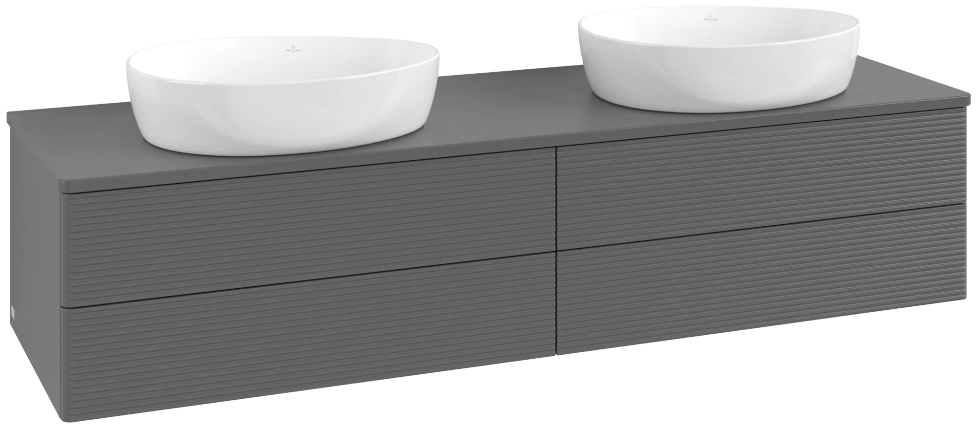 Bild von VILLEROY BOCH Antao Waschbeckenunterschrank, mit Beleuchtung, 4 Auszüge, 1600 x 360 x 500 mm, Front mit Struktur, Anthracite Matt Lacquer / Anthracite Matt Lacquer #L28150GK