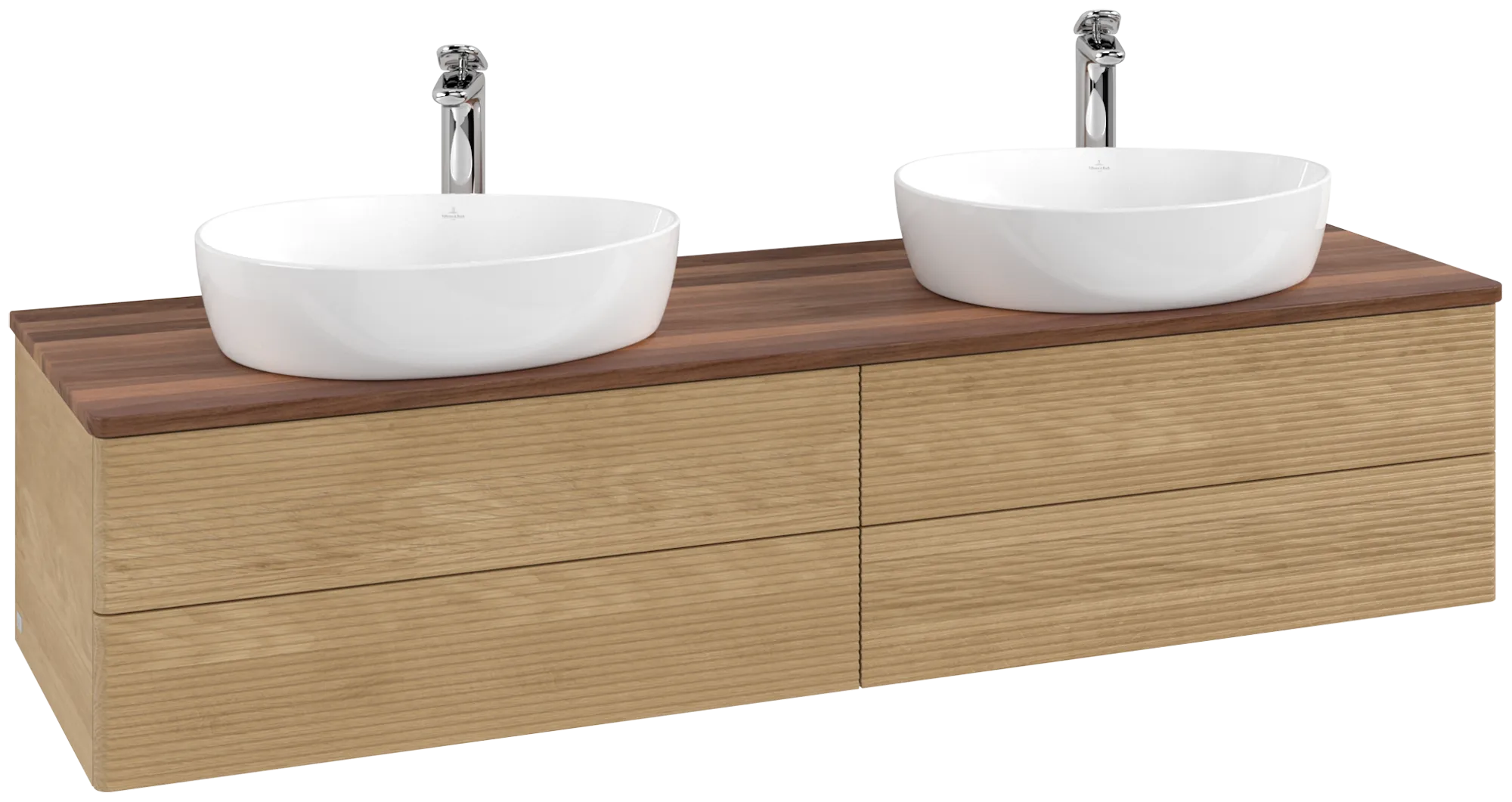 Bild von VILLEROY BOCH Antao Waschbeckenunterschrank, mit Beleuchtung, 4 Auszüge, 1600 x 360 x 500 mm, Front mit Struktur, Honey Oak / Warm Walnut #L28152HN