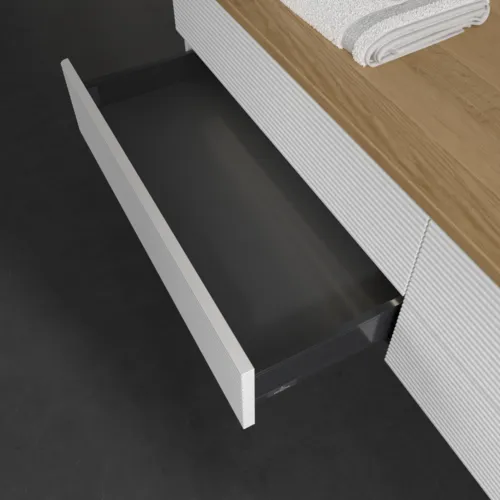 Bild von VILLEROY BOCH Antao Waschbeckenunterschrank, mit Beleuchtung, 4 Auszüge, 1600 x 360 x 500 mm, Front mit Struktur, White Matt Lacquer / Honey Oak #L27111MT