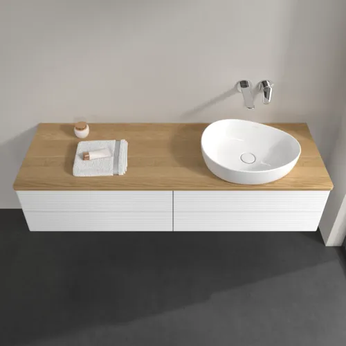 Bild von VILLEROY BOCH Antao Waschbeckenunterschrank, mit Beleuchtung, 4 Auszüge, 1600 x 360 x 500 mm, Front mit Struktur, White Matt Lacquer / Honey Oak #L27111MT