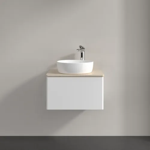 Bild von VILLEROY BOCH Antao Waschbeckenunterschrank, mit Beleuchtung, 1 Auszug, 600 x 360 x 500 mm, Front ohne Struktur, White Matt Lacquer / Botticino #L29053MT