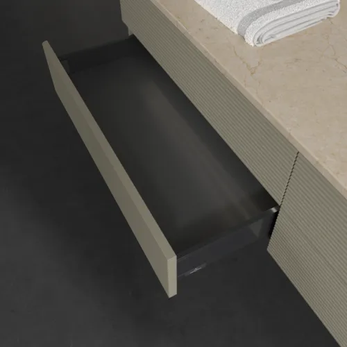 Bild von VILLEROY BOCH Antao Waschbeckenunterschrank, mit Beleuchtung, 4 Auszüge, 1600 x 360 x 500 mm, Front mit Struktur, Stone Grey Matt Lacquer / Botticino #L27153HK