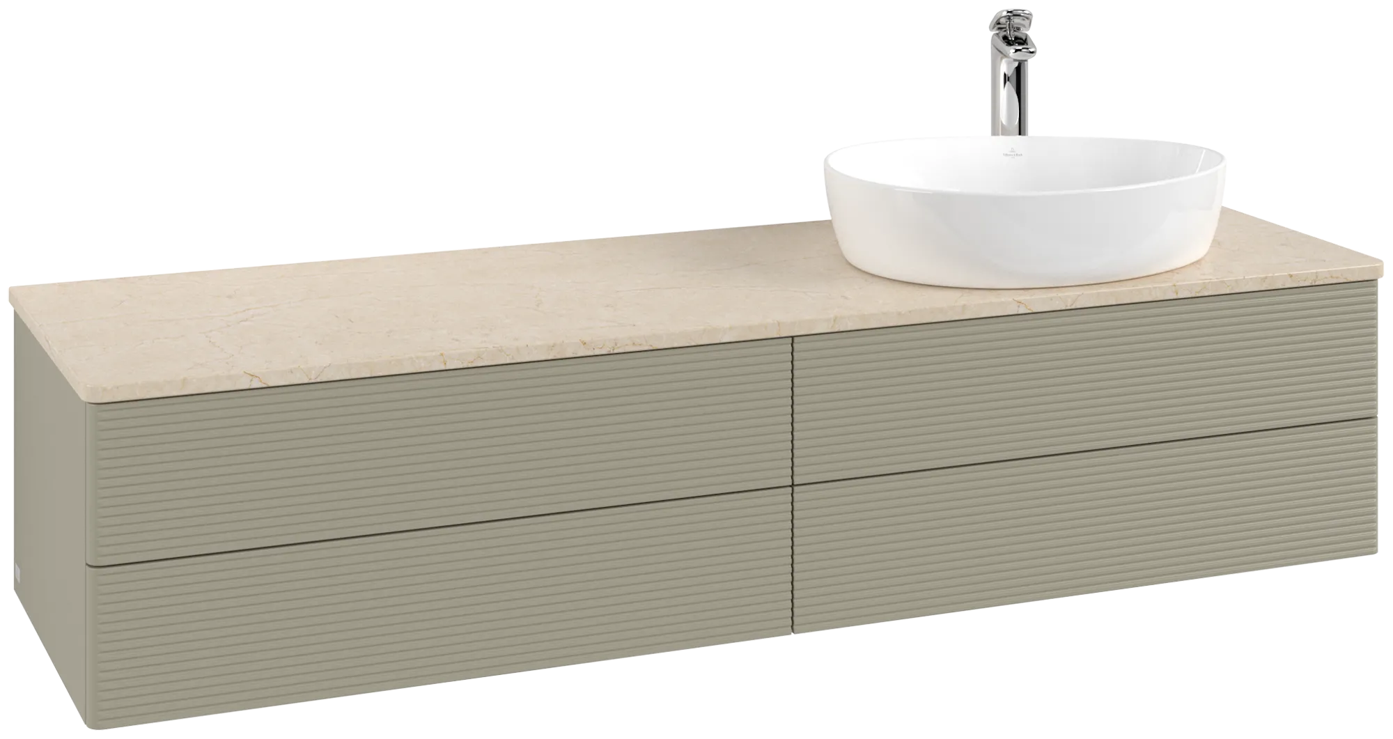 Bild von VILLEROY BOCH Antao Waschbeckenunterschrank, mit Beleuchtung, 4 Auszüge, 1600 x 360 x 500 mm, Front mit Struktur, Stone Grey Matt Lacquer / Botticino #L27153HK