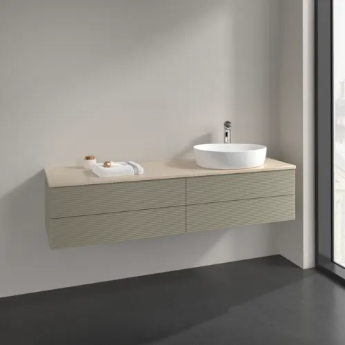 Bild von VILLEROY BOCH Antao Waschbeckenunterschrank, mit Beleuchtung, 4 Auszüge, 1600 x 360 x 500 mm, Front mit Struktur, Stone Grey Matt Lacquer / Botticino #L27153HK