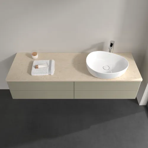 Bild von VILLEROY BOCH Antao Waschbeckenunterschrank, mit Beleuchtung, 4 Auszüge, 1600 x 360 x 500 mm, Front mit Struktur, Stone Grey Matt Lacquer / Botticino #L27153HK
