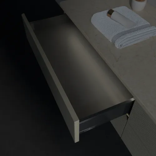 Bild von VILLEROY BOCH Antao Waschbeckenunterschrank, mit Beleuchtung, 4 Auszüge, 1600 x 360 x 500 mm, Front mit Struktur, Stone Grey Matt Lacquer / Botticino #L27153HK