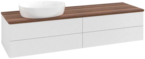 Bild von VILLEROY BOCH Antao Waschbeckenunterschrank, mit Beleuchtung, 4 Auszüge, 1600 x 360 x 500 mm, Front mit Struktur, Glossy White Lacquer / Warm Walnut #L26112GF