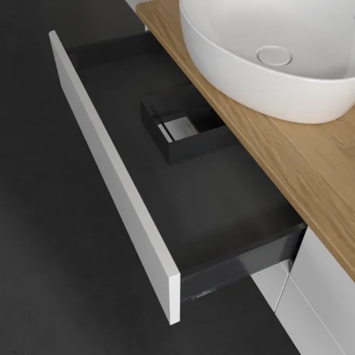 Bild von VILLEROY BOCH Antao Waschbeckenunterschrank, mit Beleuchtung, 4 Auszüge, 1600 x 360 x 500 mm, Front ohne Struktur, White Matt Lacquer / Honey Oak #L28011MT