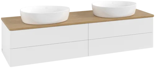 Bild von VILLEROY BOCH Antao Waschbeckenunterschrank, mit Beleuchtung, 4 Auszüge, 1600 x 360 x 500 mm, Front ohne Struktur, White Matt Lacquer / Honey Oak #L28011MT