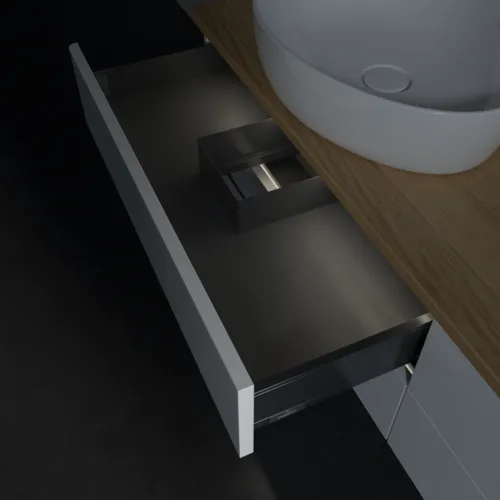 Bild von VILLEROY BOCH Antao Waschbeckenunterschrank, mit Beleuchtung, 4 Auszüge, 1600 x 360 x 500 mm, Front ohne Struktur, White Matt Lacquer / Honey Oak #L28011MT
